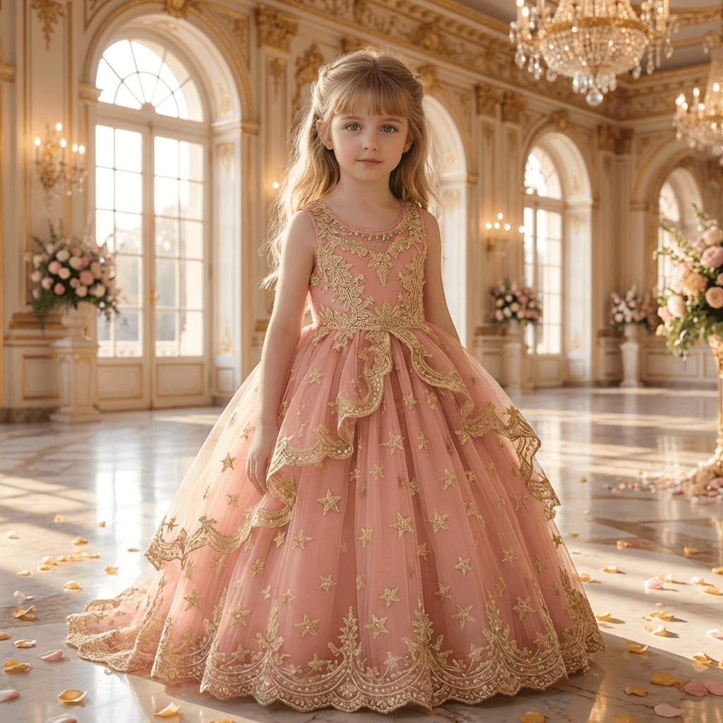 Luxury Embroidery Princess Kids Party Frock