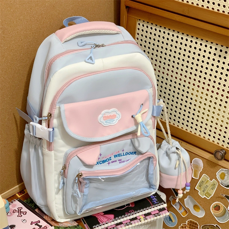 New Contrasting Color Schoolbags for Girls with Good Looks, College Style, Sweet Girls' Pain Bags, Two-Piece Backpacks for Primary and Secondary School Students — product photo 6 — shop Bangladesh | RADANAN