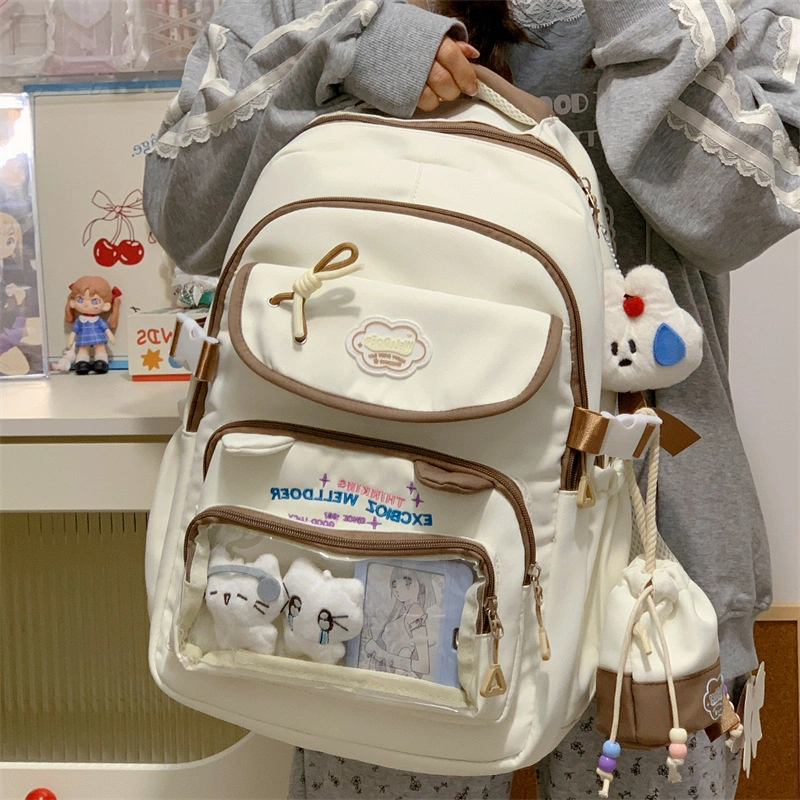 New Contrasting Color Schoolbags for Girls with Good Looks, College Style, Sweet Girls' Pain Bags, Two-Piece Backpacks for Primary and Secondary School Students — product photo 8 — shop Bangladesh | RADANAN