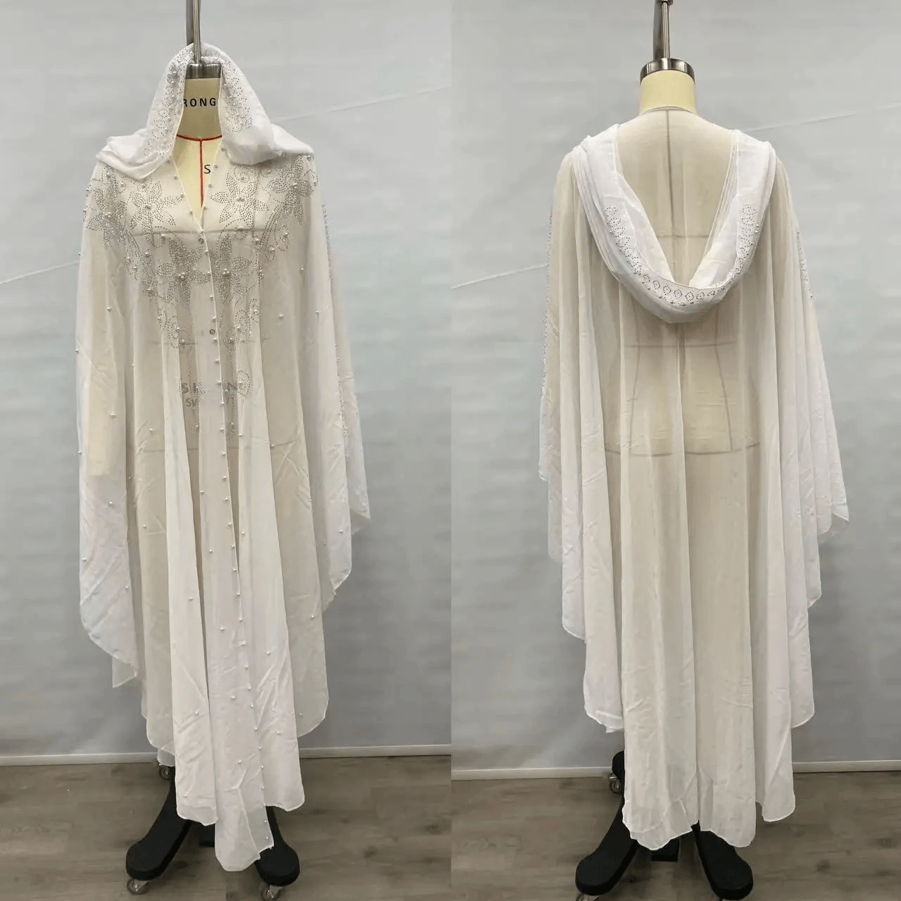 Elegant Rhinestone Bat Sleeve Muslim Abaya Dress – Anti Static Polyester Maxi Dress for Women